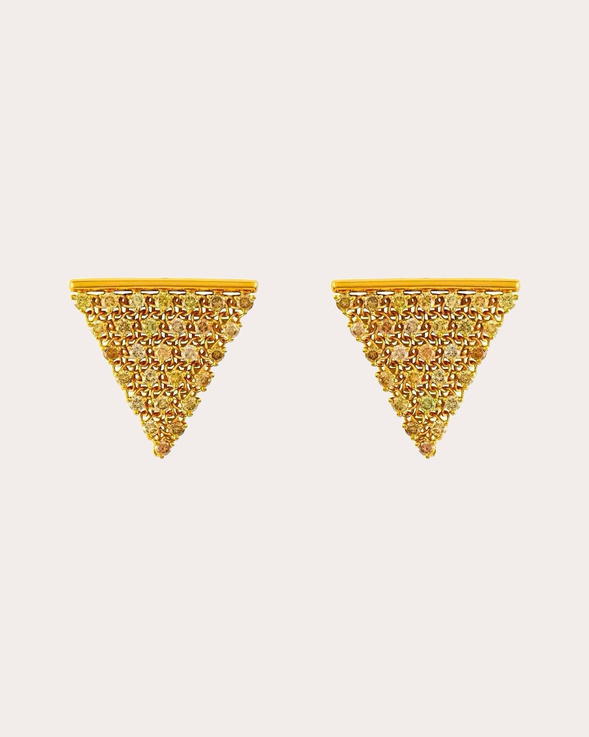 Colored Diamond Pyramid Mesh Stud Earrings