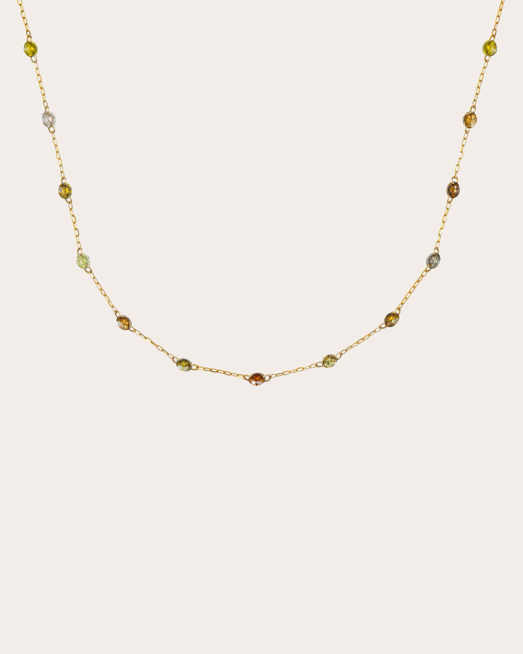 Colored Diamond Drilled Station Necklace