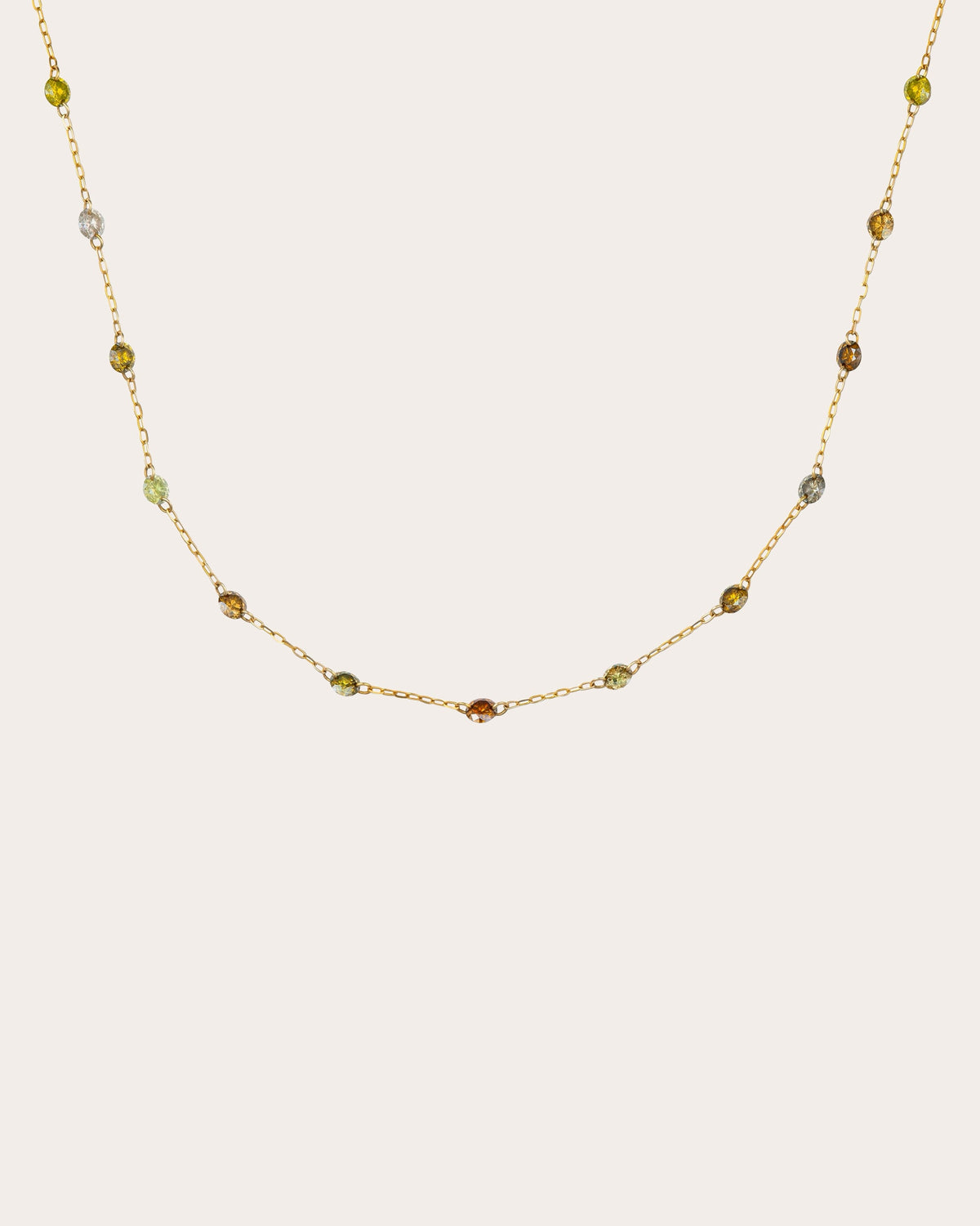 Colored Diamond Drilled Station Necklace