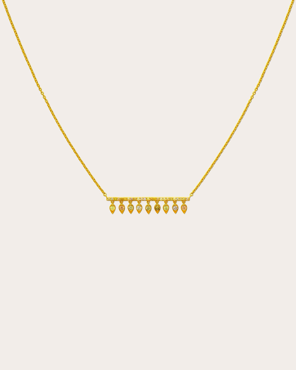 Colored Diamond Drip Bar Necklace