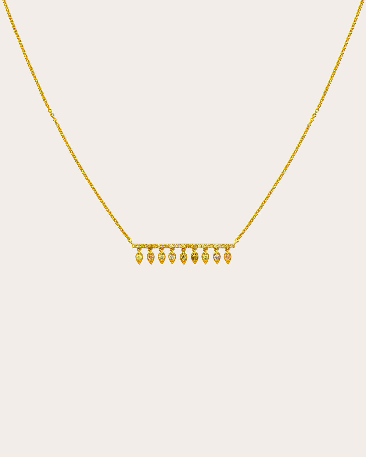 Colored Diamond Drip Bar Necklace