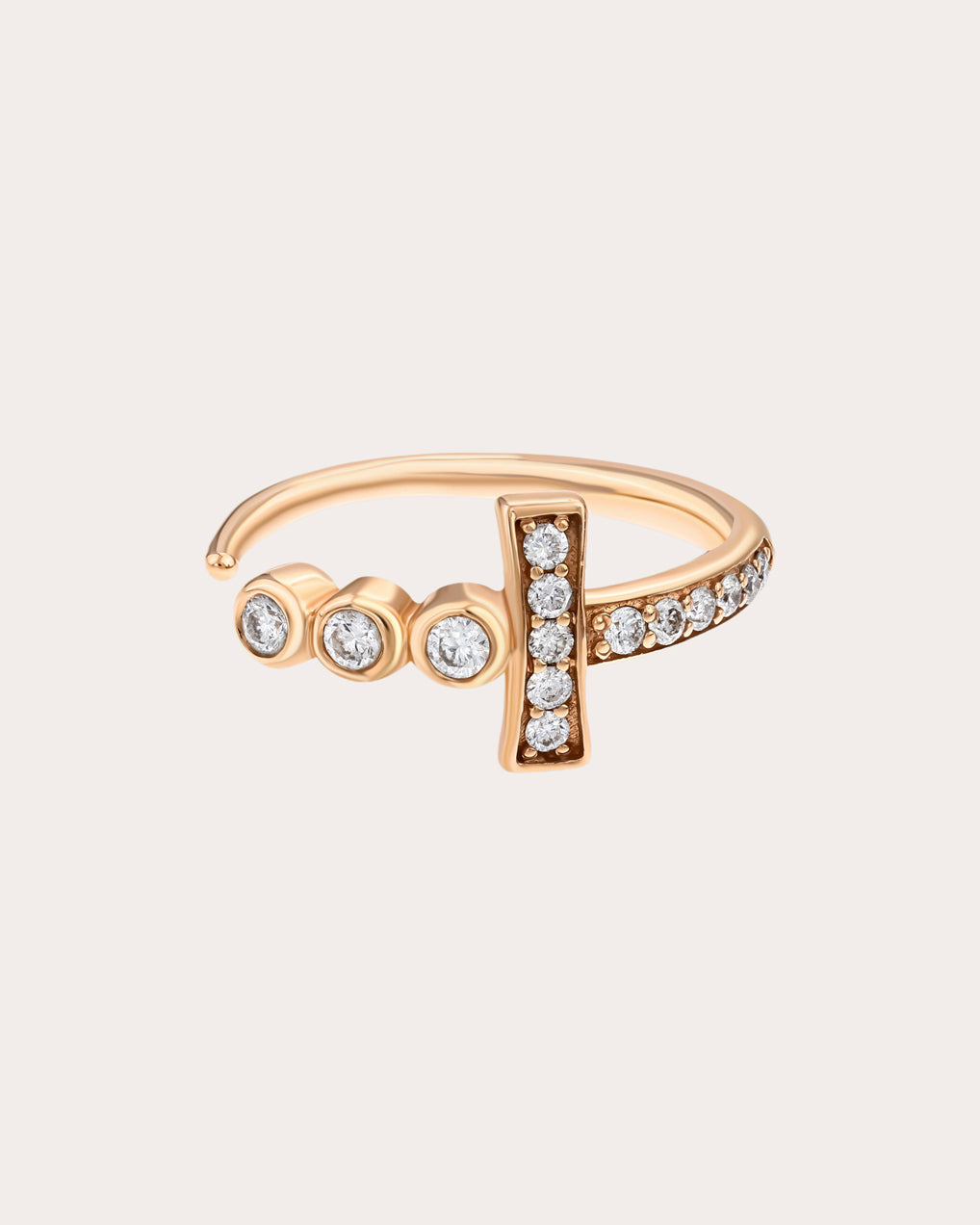 Diamond & 14k Rose Gold Sword Ring