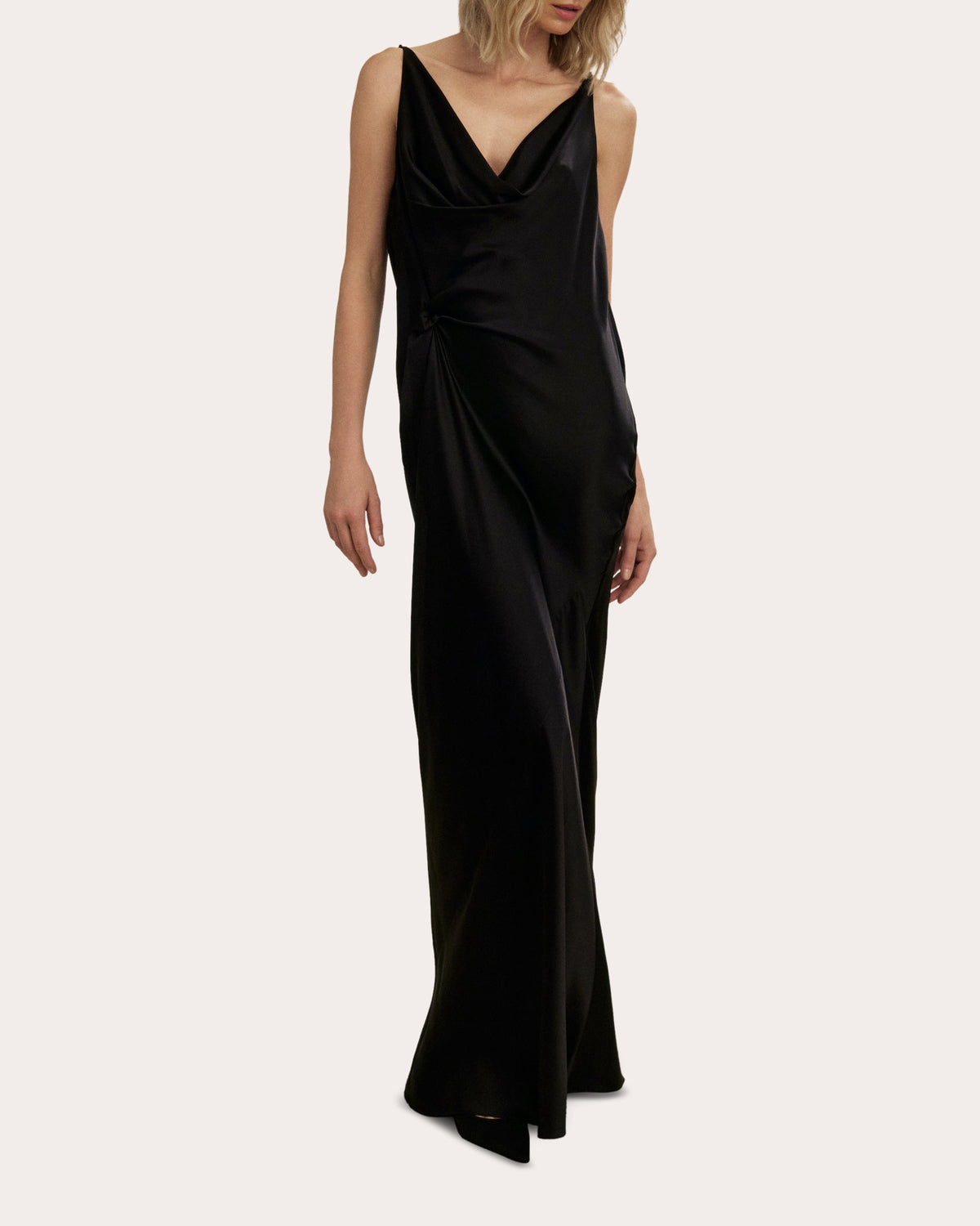 Knot Drop Silk Draped Gown