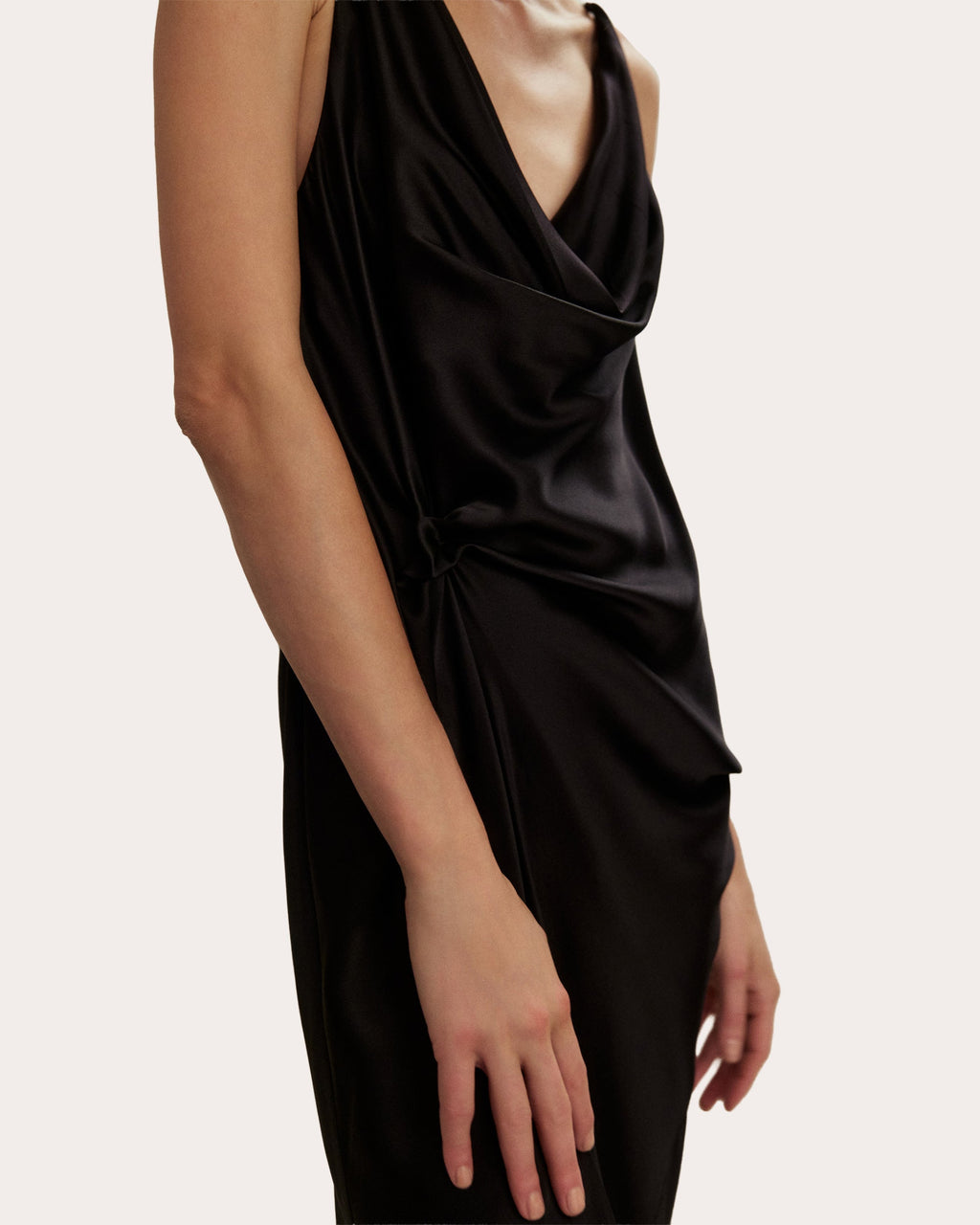 Knot Drop Silk Draped Gown