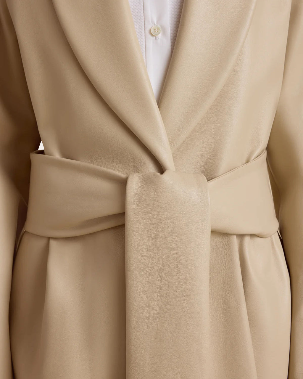 Leather Shawl Collar Robe Coat