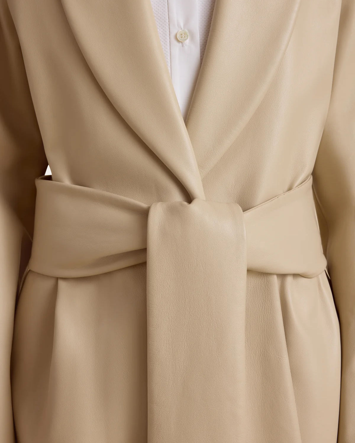 Leather Shawl Collar Robe Coat