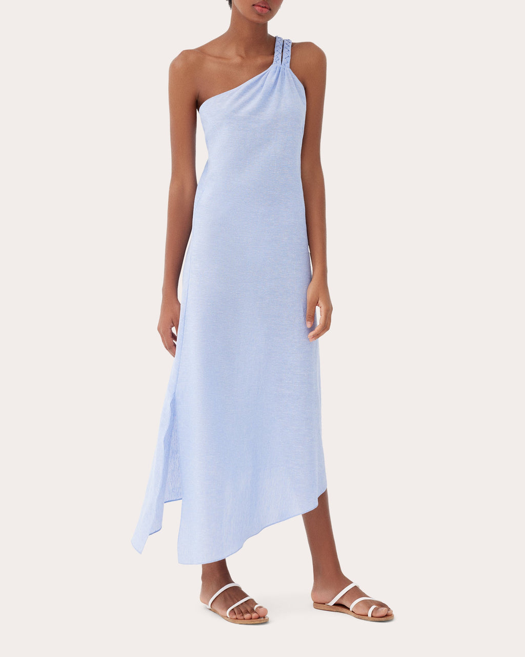 Luna Asymmetric Cotton-Linen Blend Braided Dress