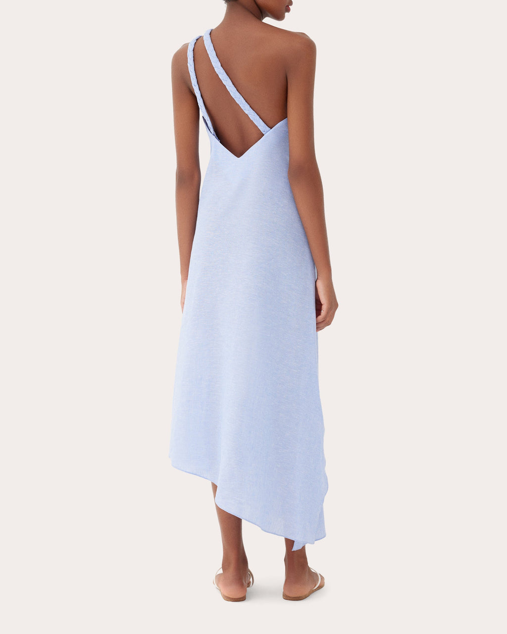 Luna Asymmetric Cotton-Linen Blend Braided Dress