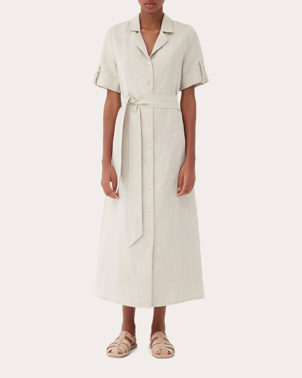 Carmen Braided Linen Midi Shirt Dress
