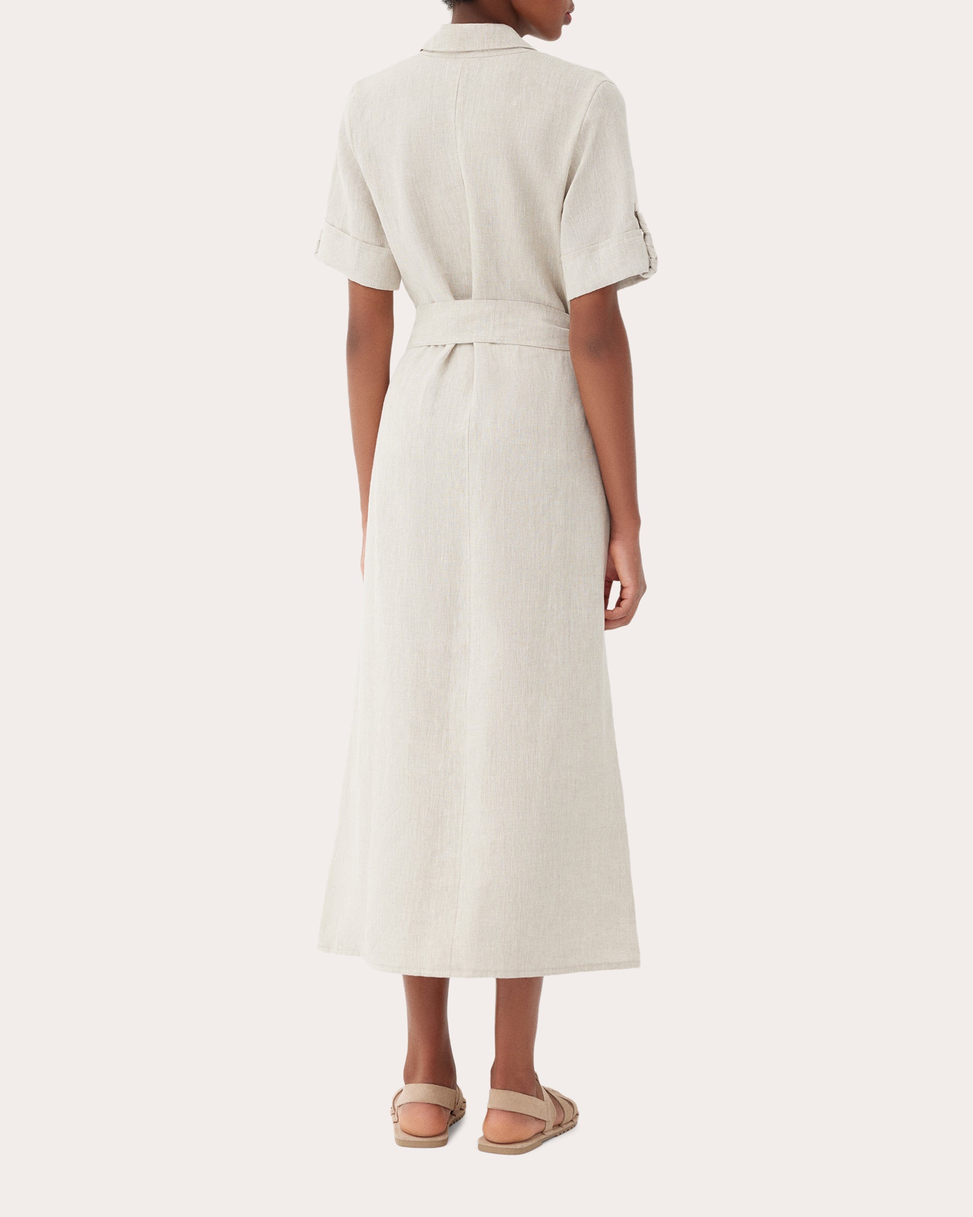 Carmen Braided Linen Midi Shirt Dress