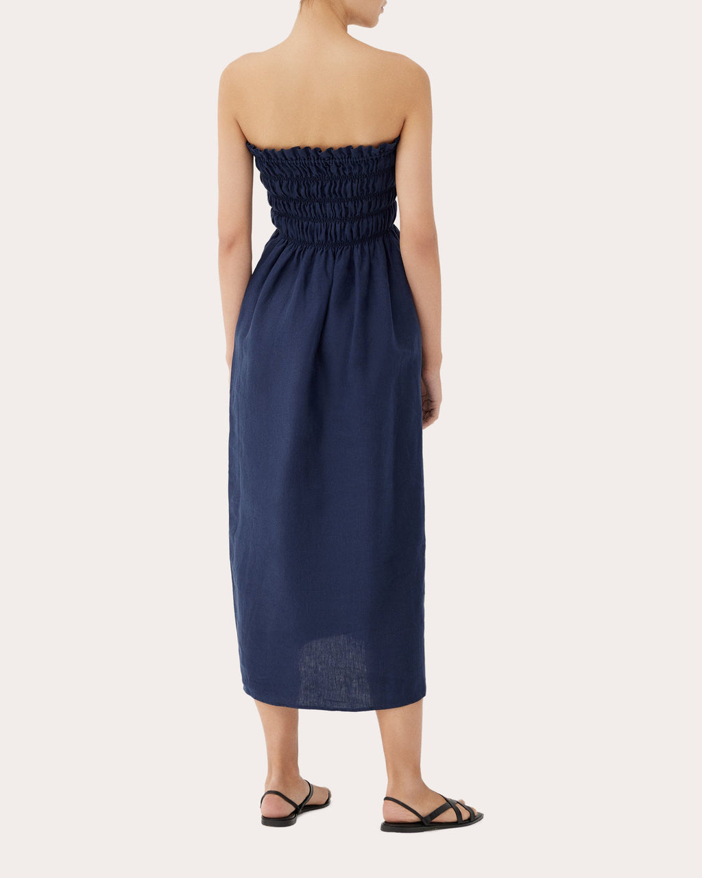 Lily Smocked Linen Midi Dress