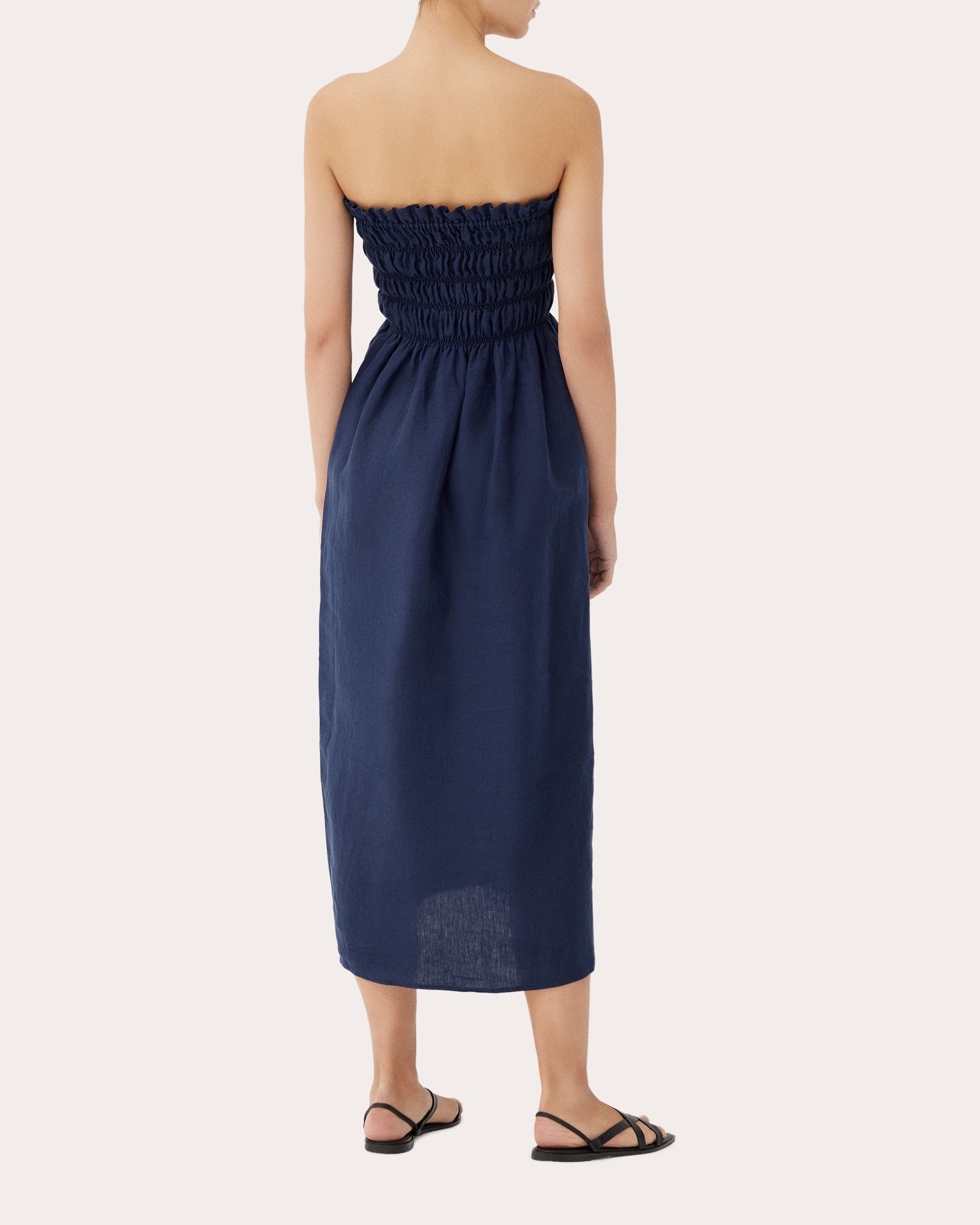 Lily Smocked Linen Midi Dress
