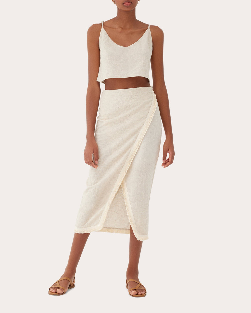 Barley Cropped Cotton-Linen Blend Top