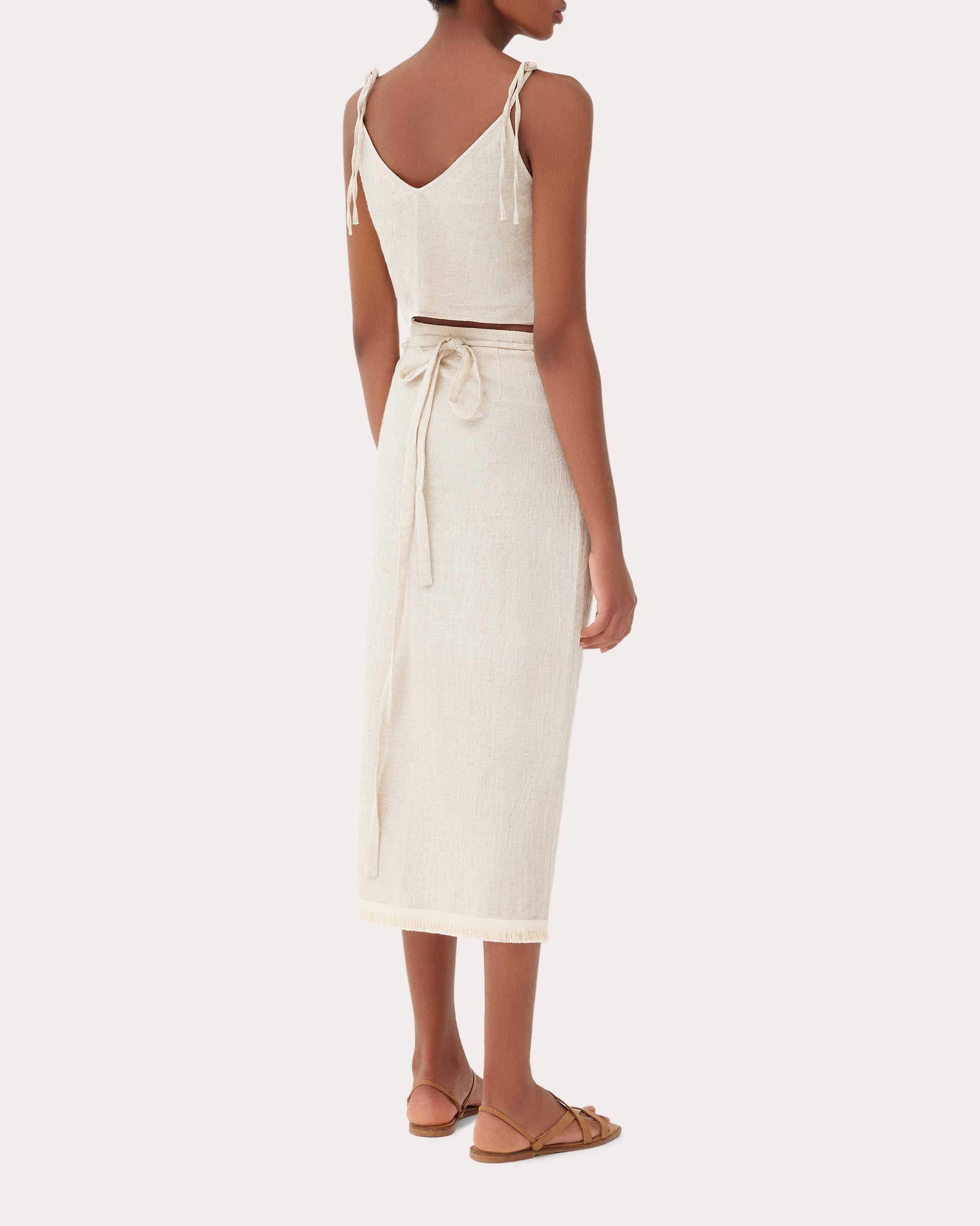 Barley Cropped Cotton-Linen Blend Top