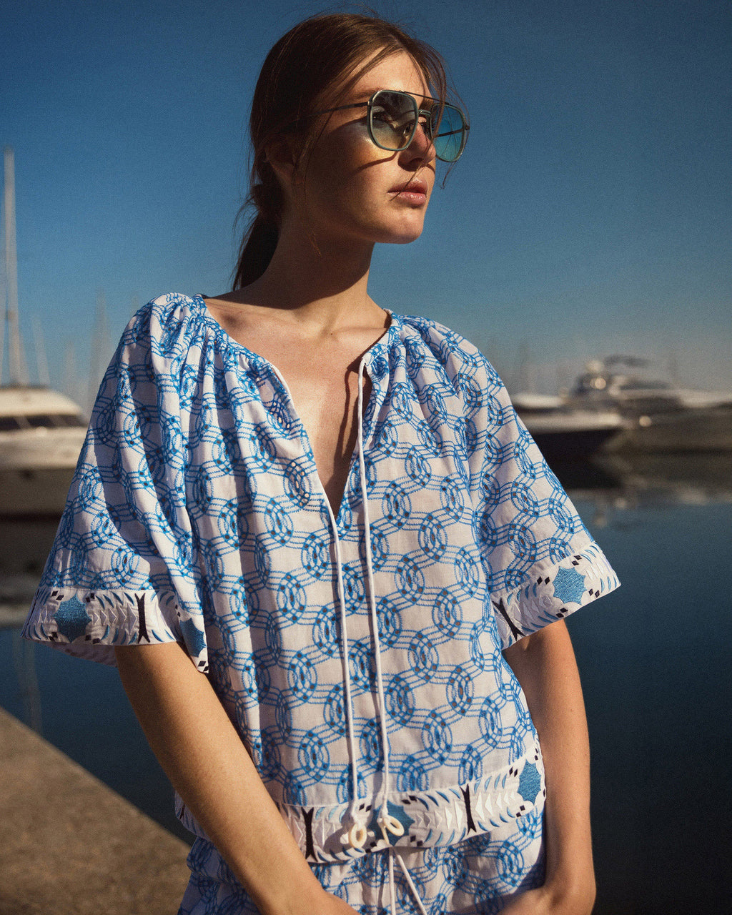 Oto Broderie Anglaise Cotton Shorts Set