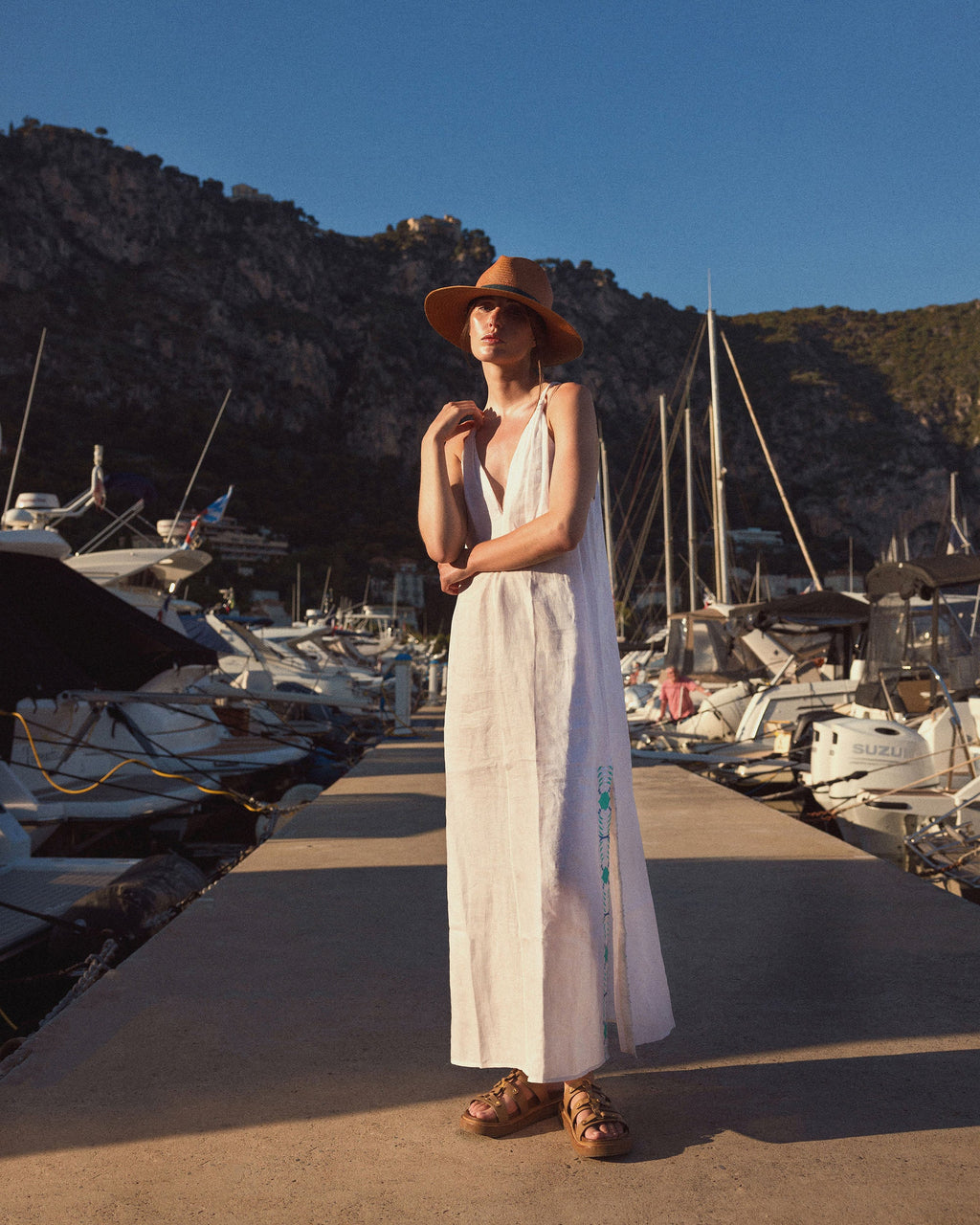 Sabi Embroidered Linen Maxi Dress