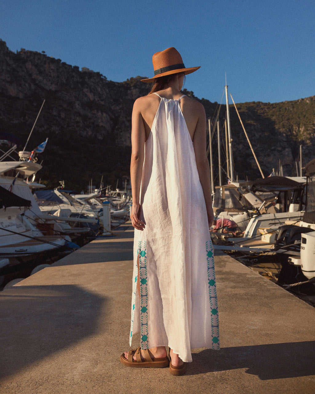 Sabi Embroidered Linen Maxi Dress