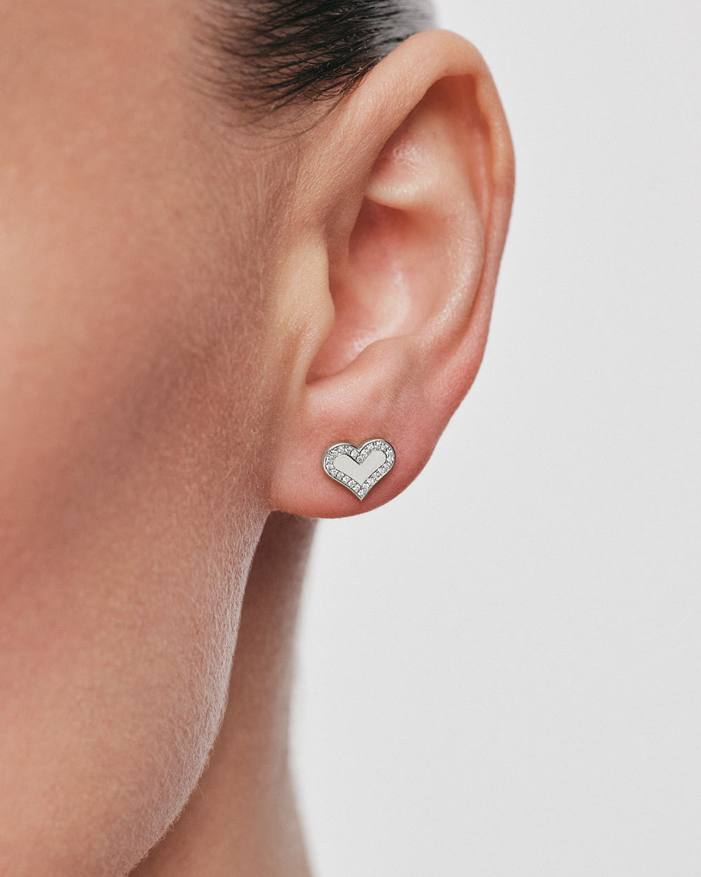 Diamond Outline Heart Stud Earrings