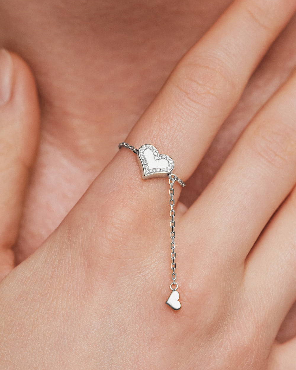 Diamond Outline Heart Transformer Ring