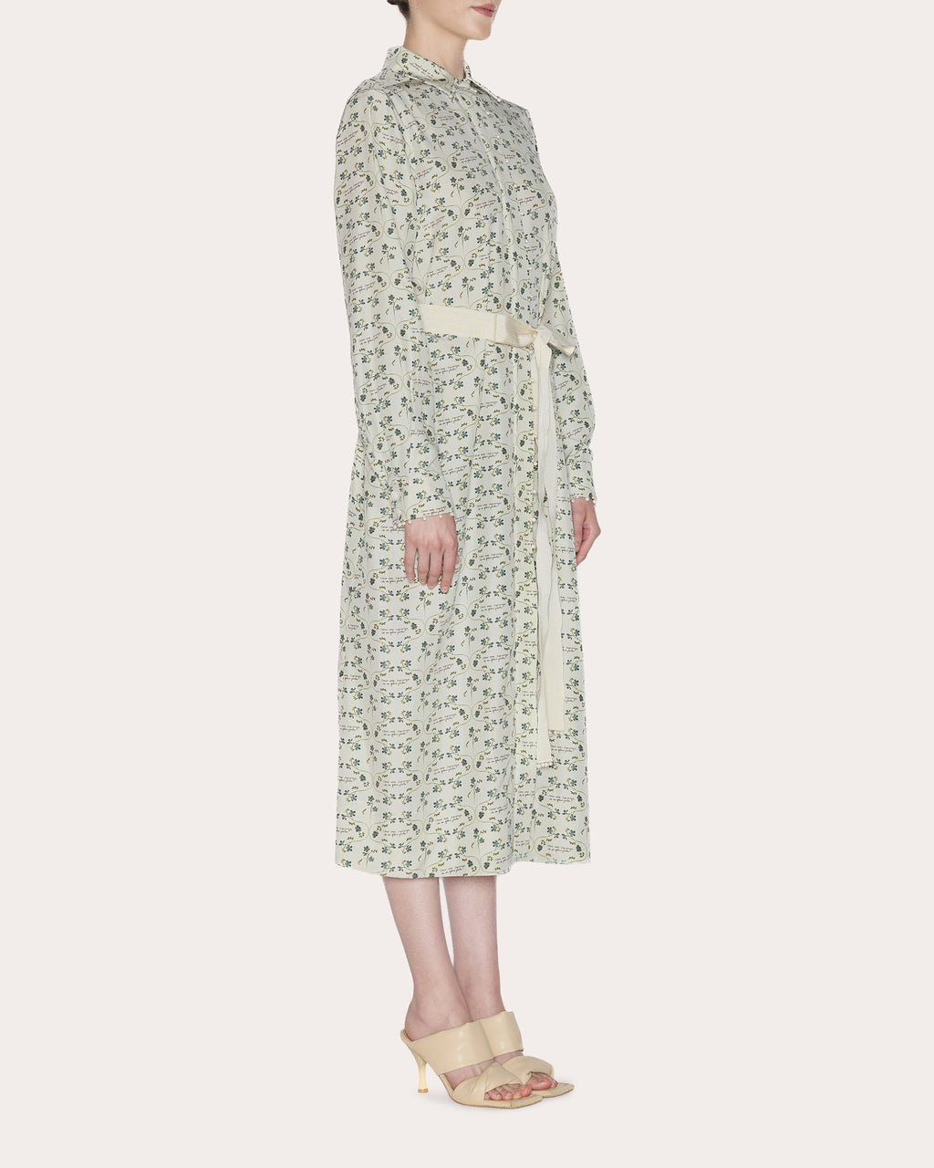 Meaning Floral Silk Poplin Midi Shirt Dress