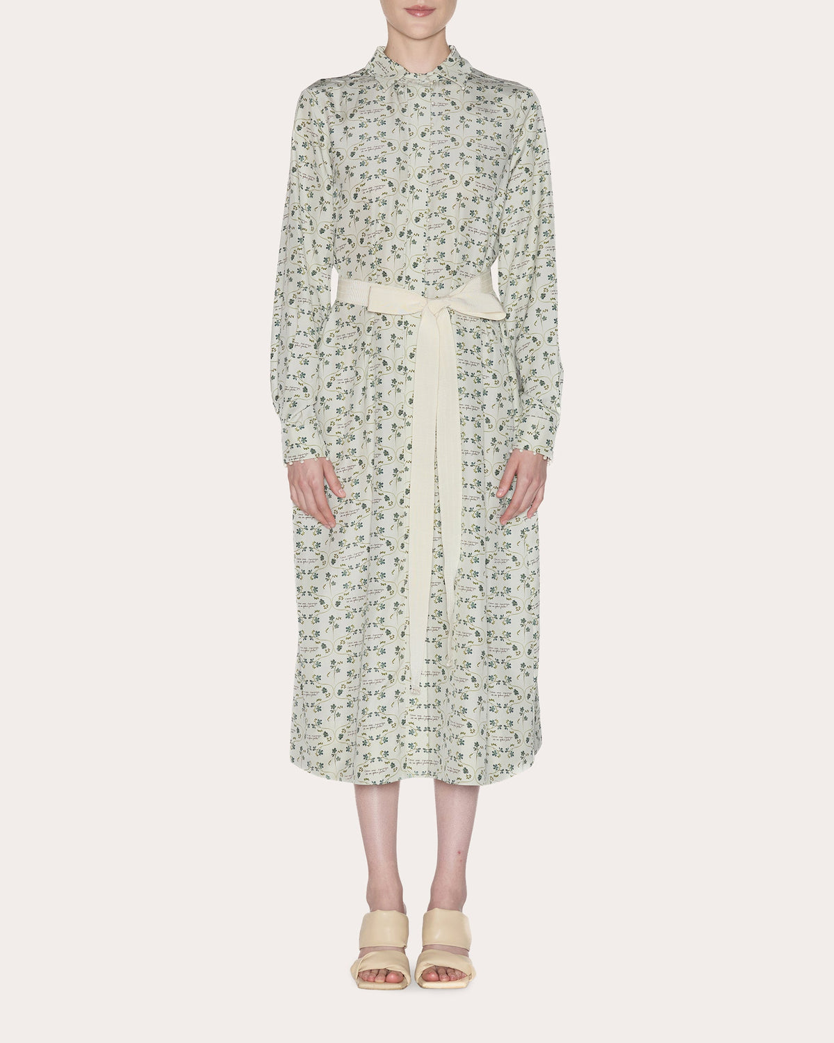 Meaning Floral Silk Poplin Midi Shirt Dress