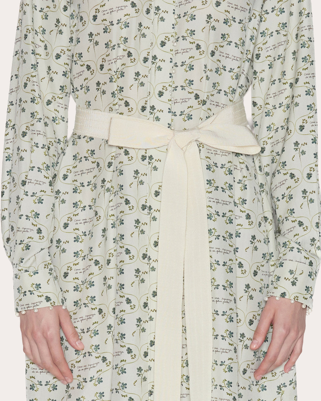 Meaning Floral Silk Poplin Midi Shirt Dress