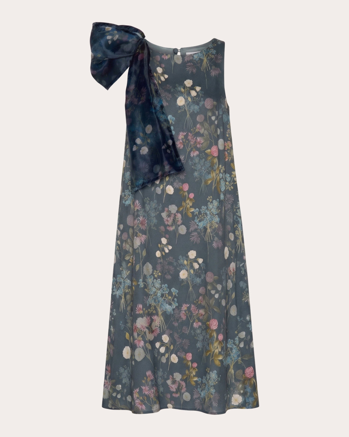 Emotion Floral Crepe de Chine Bow A-Line Dress