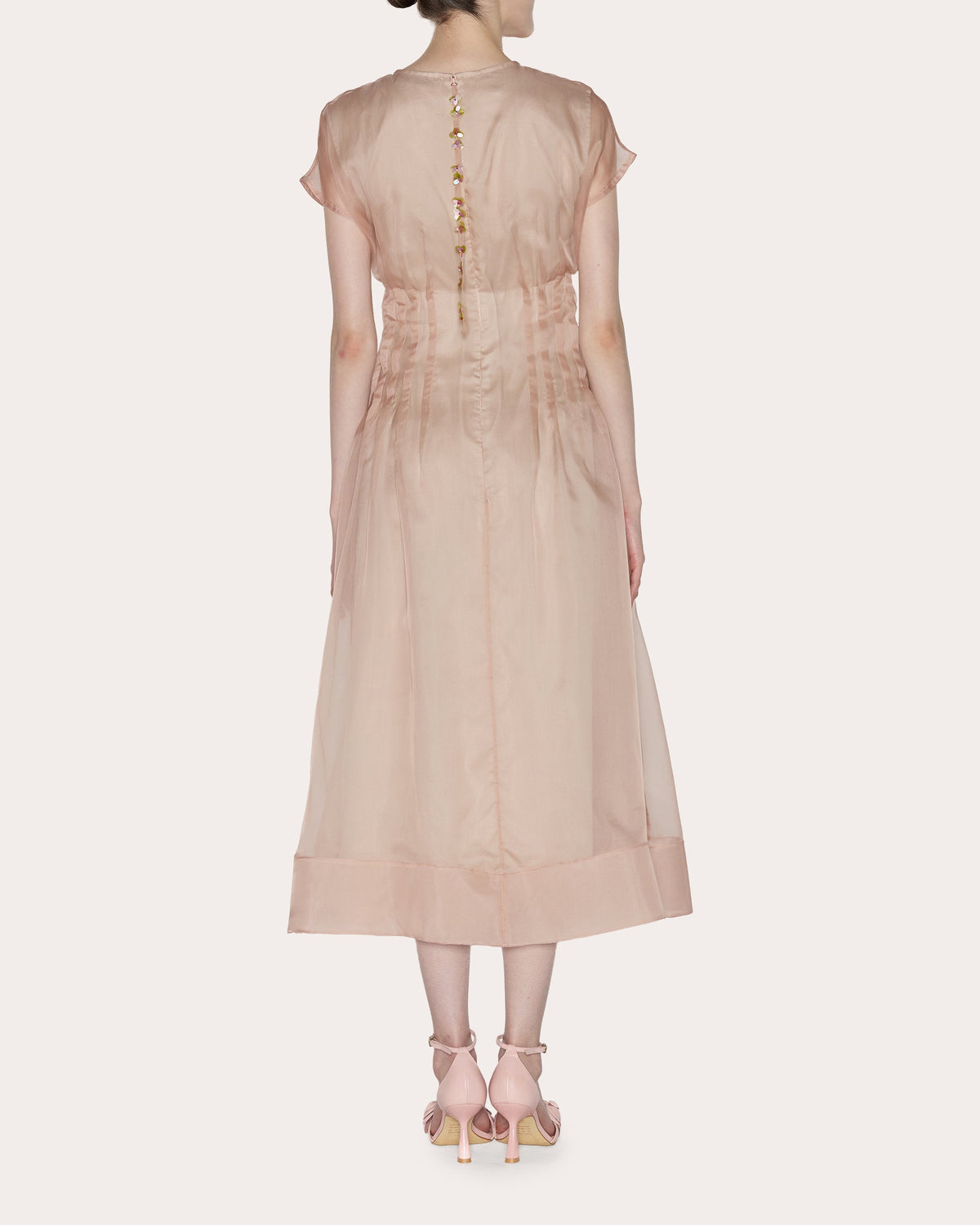 Essence Silk Organza Pleated Midi Dress