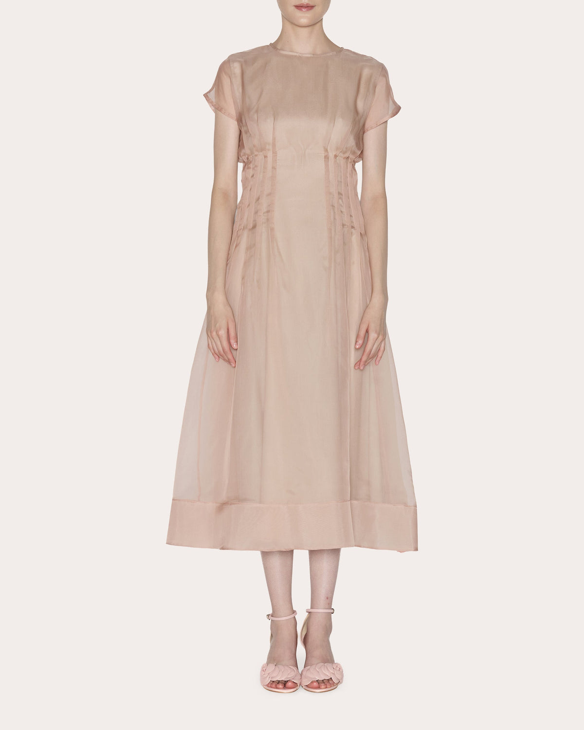 Essence Silk Organza Pleated Midi Dress