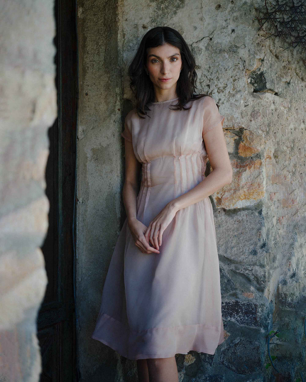 Essence Silk Organza Pleated Midi Dress