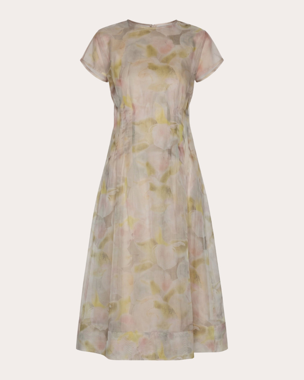 Essence Floral Silk Organza Pleated Midi Dress