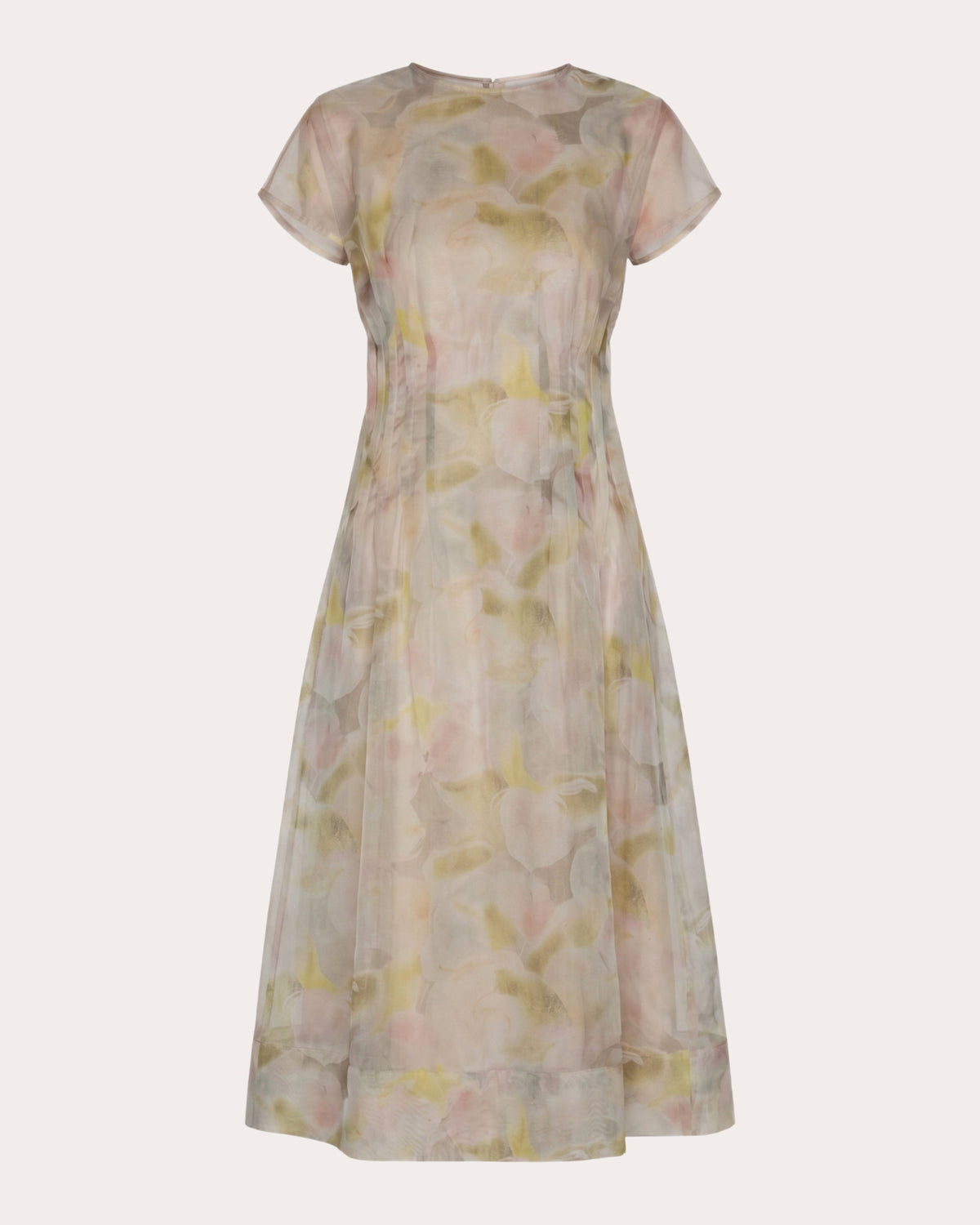 Essence Floral Silk Organza Pleated Midi Dress