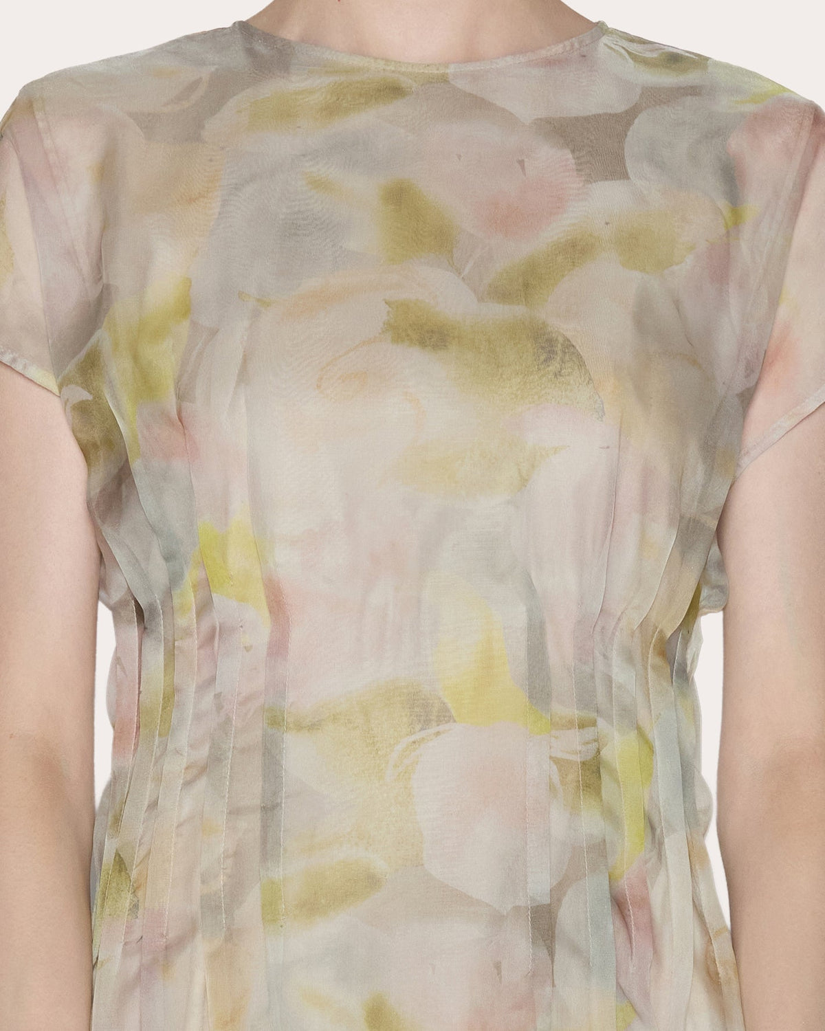 Essence Floral Silk Organza Pleated Midi Dress