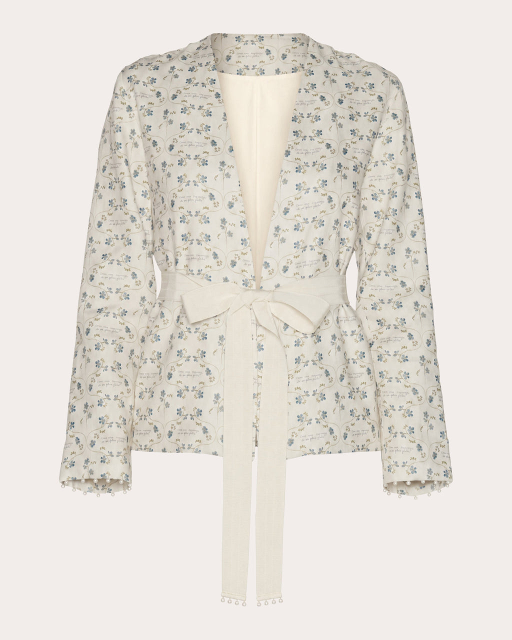 Heirloom Floral Linen Belted Blazer
