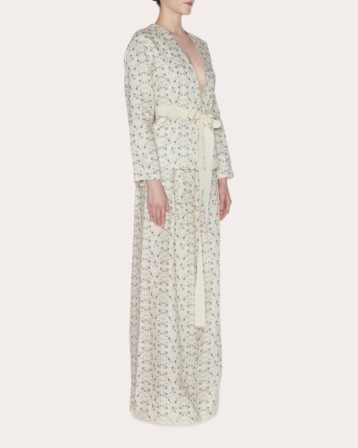 Heirloom Floral Linen Belted Blazer