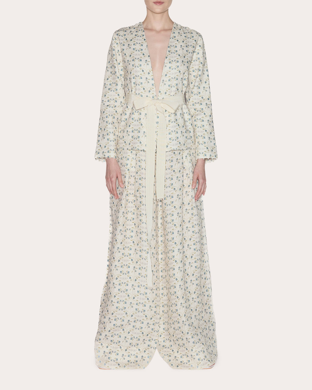 Heirloom Floral Linen Belted Blazer