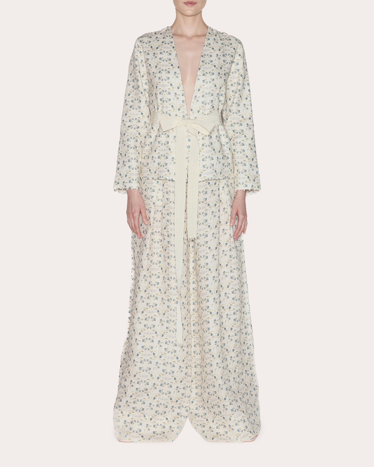 Heirloom Floral Linen Belted Blazer
