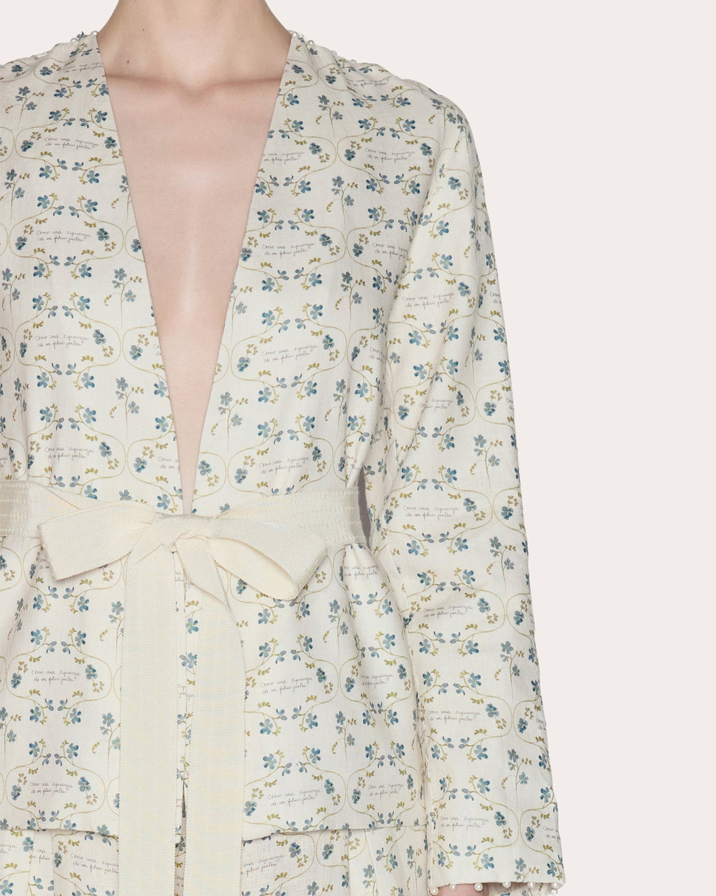 Heirloom Floral Linen Belted Blazer