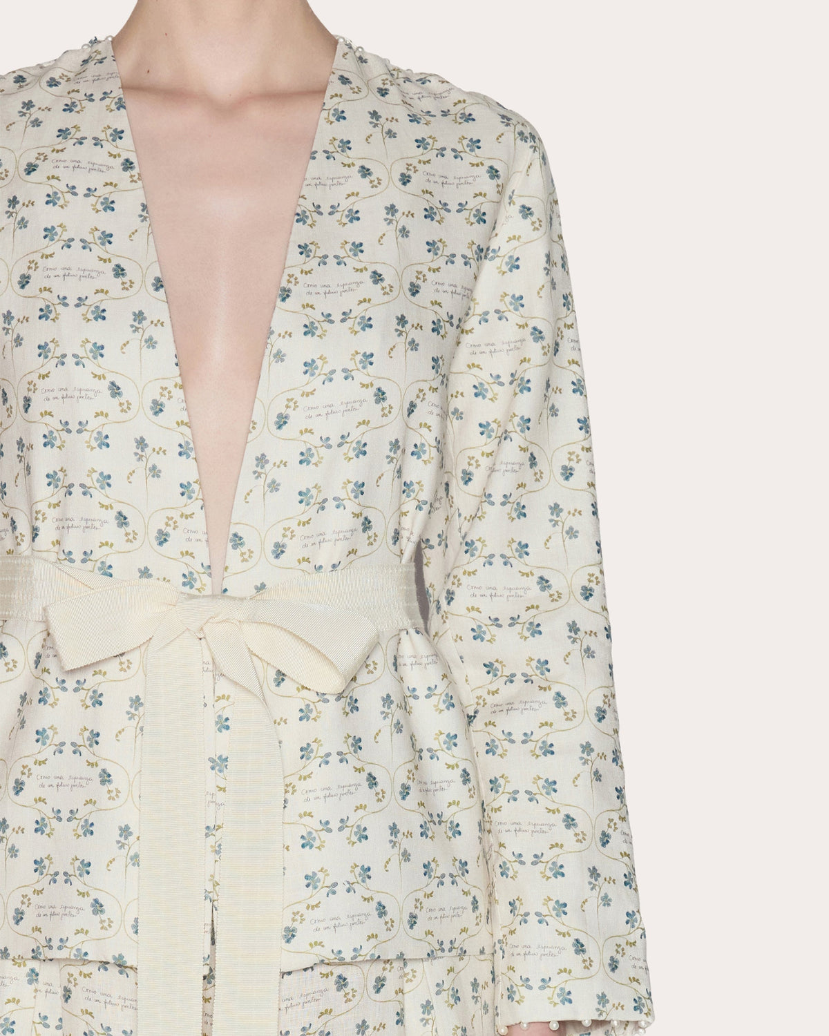 Heirloom Floral Linen Belted Blazer