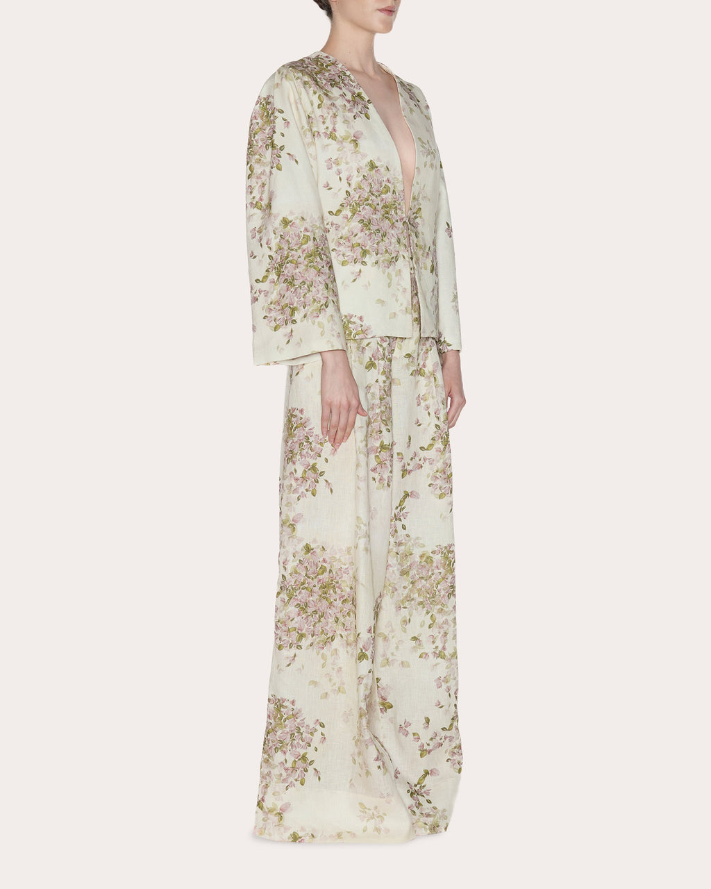 Transcend Floral Linen Pleated Blazer