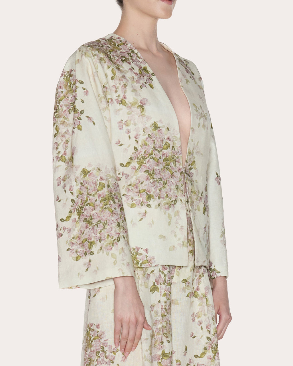 Transcend Floral Linen Pleated Blazer