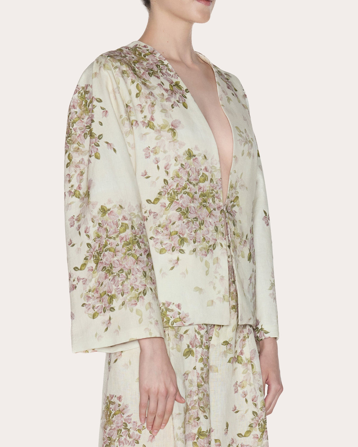 Transcend Floral Linen Pleated Blazer