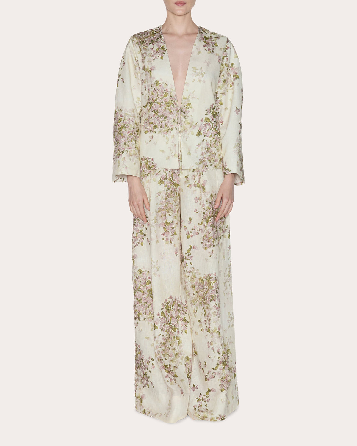 Transcend Floral Linen Pleated Blazer