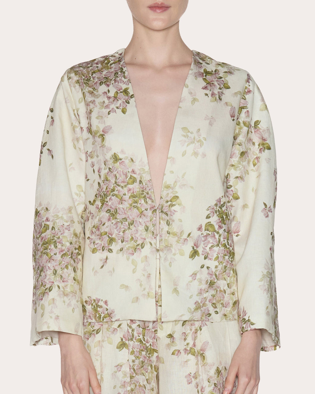 Transcend Floral Linen Pleated Blazer