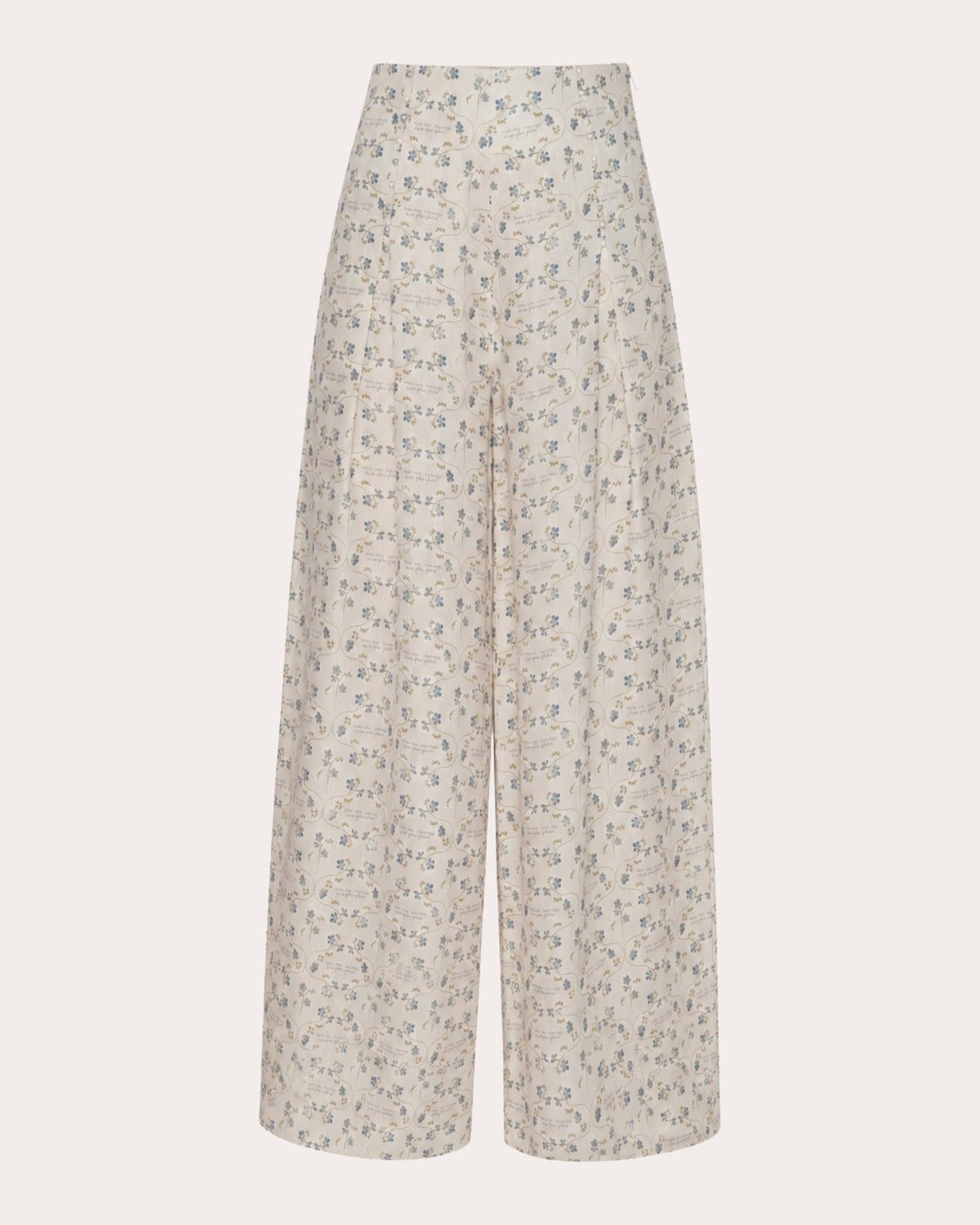 Timeless Floral Linen Pleated Wide-Leg Pants