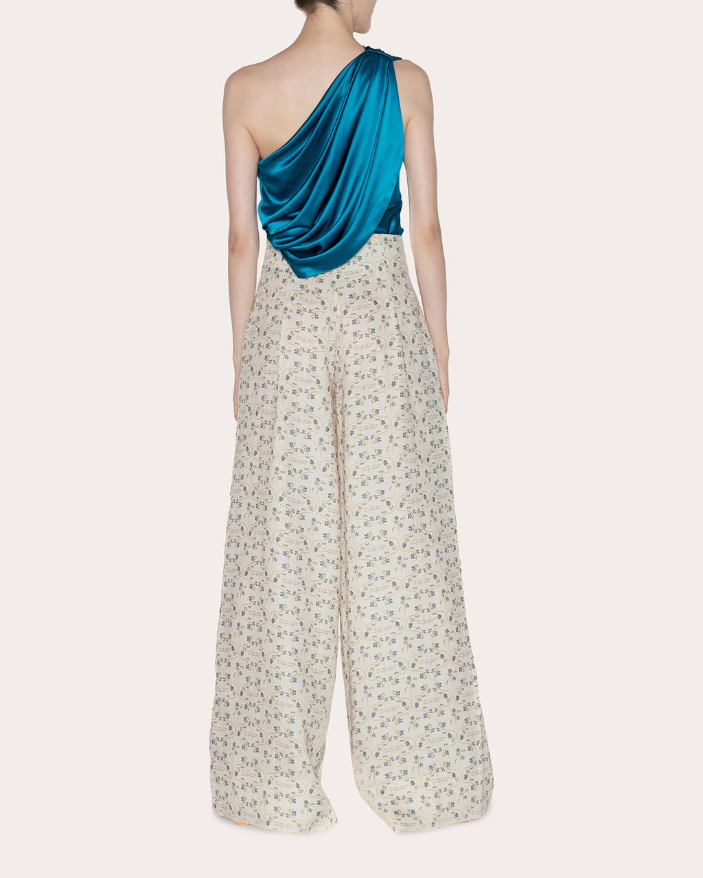 Timeless Floral Linen Pleated Wide-Leg Pants