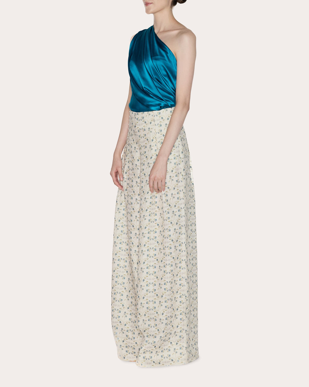 Timeless Floral Linen Pleated Wide-Leg Pants