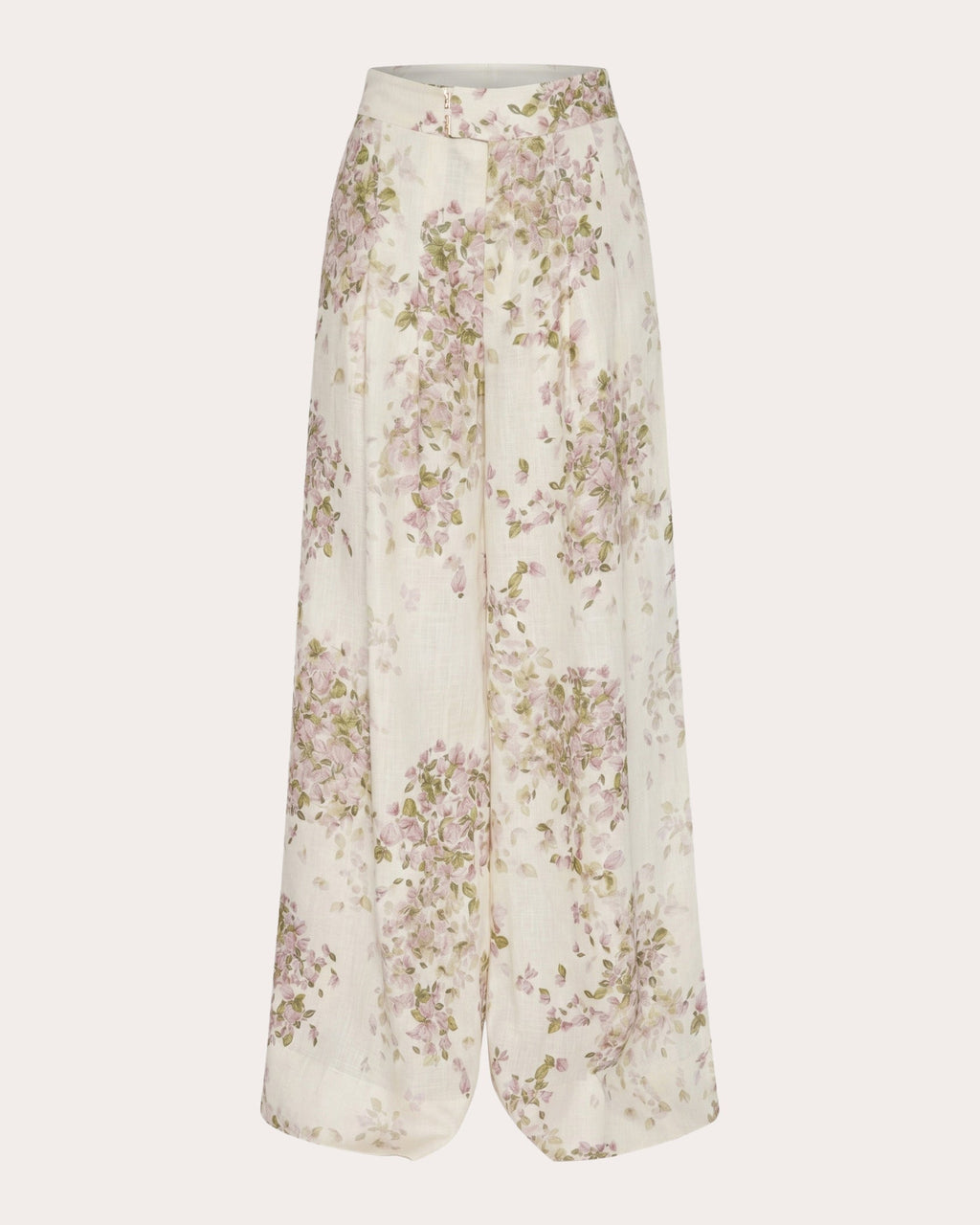 Being Floral Linen Pleated Wide-Leg Pants