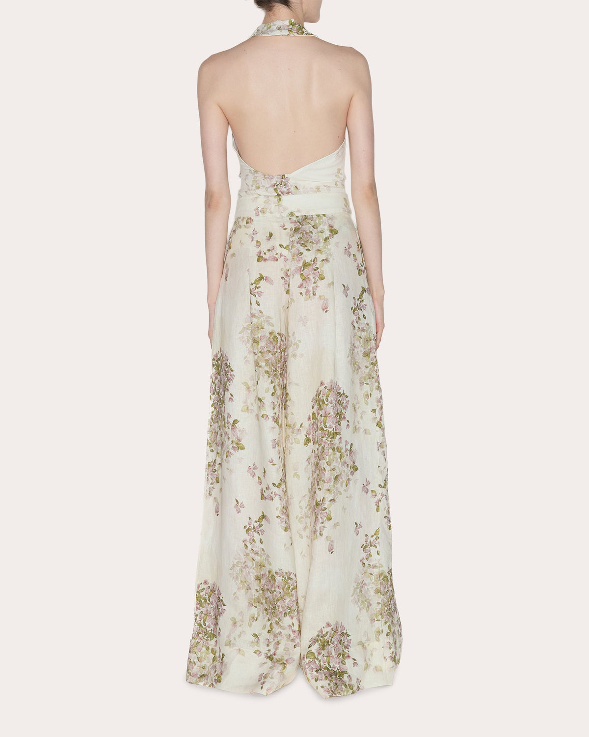 Being Floral Linen Pleated Wide-Leg Pants
