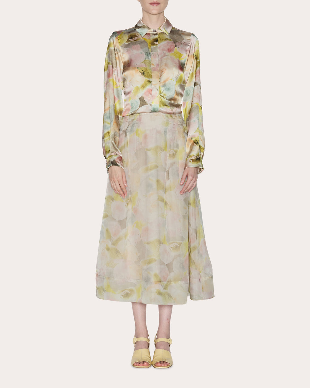 Essence Floral Silk Organza Midi Skirt